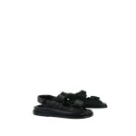 10B Black Calfskin Quilted Velcro Strap Sandals Size 34.5 - Image 4