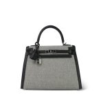 Kelly Sellier 25 Noir Écru Swift Toile Palladium Plated B Stamp - Image 4
