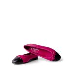 Chanel Fuchsia/Black Lambskin Cap Toe CC Ballerina Flats Size 38/7.5 - Image 8