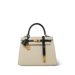 Kelly Sellier 25 Bi-Color Horseshoe (HSS) Craie/Noir Epsom Gold Plated D Stamp