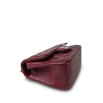 Burgundy Lambskin Quilted Mini Rectangular Flap Silver Hardware - Image 12