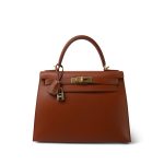 Kelly Sellier 28 Noisette Box Calfskin Gold Plated [E] Stamp - Image 9