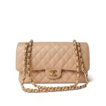 Beige Clair Caviar Quilted Classic Flap Medium Gold Hardware - Image 3