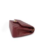 18C Dark Red Glittery Caviar Quilted Classic Flap Aged Gold Hardware - Image 4