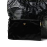 Black Calfskin Quilted 22 Hobo Bag Medium Aged Gold Hardware - Image 3