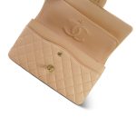 Beige Lambskin Quilted Classic Flap Medium Aged Gold Hardware - Image 8
