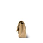 Beige Lambskin Quilted Medium Classic Flap GHW - Image 2