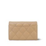 Beige Caviar Quilted Classic Flap Card Holder Gold Hardware - Image 3