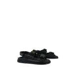10B Black Calfskin Quilted Velcro Strap Sandals Size 34.5 - Image 7