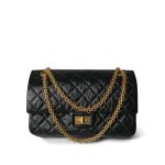 Black Crumpled Calfskin Quilted Reissue 2.55 225 Aged Gold Hardware - Image 12