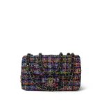 24S Multicolor Sequin Tweed Quilted Rectangular Mini Flap Light Gold Hardware - Image 13