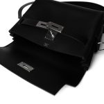 Kelly Messenger Bag PM Noir Evergrain Calfskin Palladium Plated B Stamp - Image 12