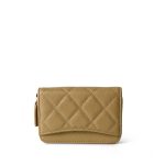 Green Yellow Moss Caviar Quilted Classic Zip Coin Purse - Image 3