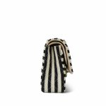 Ivory/Black Striped Coco Sailor Pearl Classic Flap GHW - Image 5
