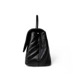 Black Chevron Calfskin Coco Handle Flap Medium (Old Small) Aged Gold Hardware - Image 3