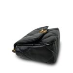 22C Black Lambskin Quilted Small 19 Flap Mixed Hardware - Image 12