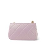 24S Pink Iridescent Lambskin Quilted Pearl Chain Flap Bag Aged Gold Hardware - Image 5