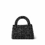 24P Black White Sequin Tweed Quilted Nano Kelly Shopper Aged Gold Hardware - Image 5