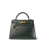 Kelly 28 Vert Fonce Box Calfskin Gold Plated (W) Stamp - Image 20
