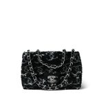 23B Black/Silver Sequins Logo Single Flap Bag - Image 12