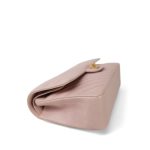 17C Light Pink Calfskin Chevron Quilted Classic Flap Medium Aged Gold Hardware - Image 5