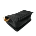 Black Lambskin Quilted Old Medium Boy Bag Aged Gold Hardware - Image 9
