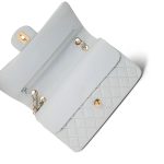 Vintage Light Blue Lambskin Quilted Medium Classic Flap Gold Hardware - Image 7