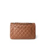 22S Caramel Lambskin Quilted Classic Flap Small Light Gold Hardware - Image 4