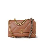 22S Caramel Lambskin Quilted Large 19 Flap MHW - Image 13