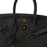 Birkin 35 Noir Veau Togo Gold Plated A Stamp - Image 12