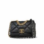 Black Lambskin Quilted 19 Flap Small MHW - Image 10