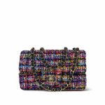 24S Multicolor Sequin Tweed Quilted Rectangular Mini Flap Light Gold Hardware - Image 10