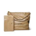 22A Gold Calfskin Quilted 22 Hobo Bag Small Aged Gold Hardware - Image 10