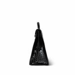 Kelly 32 Black Porosus Crocodile Lisse Gold Plated X Circle Stamp - Image 6
