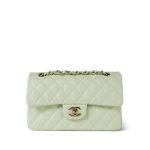 22C Light Green Caviar Quilted Classic Flap Small Light Gold Hardware