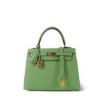 Kelly Sellier 25 Vert Criquet Veau Epsom Gold Plated Y Stamp
