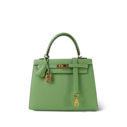 Kelly Sellier 25 Vert Criquet Veau Epsom Gold Plated Y Stamp