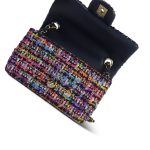 24S Multicolor Sequin Tweed Quilted Rectangular Mini Flap Light Gold Hardware - Image 11