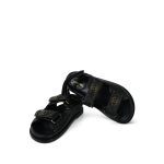 10B Black Calfskin Quilted Velcro Strap Sandals Size 34.5 - Image 5