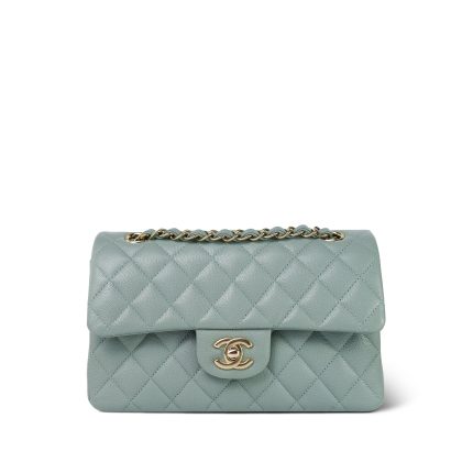 23C Dark Green Caviar Quilted Classic Flap Small LGHW