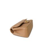17C Dark Beige Chevron Quilted Mini Rectangular Flap Aged Gold Hardware - Image 9