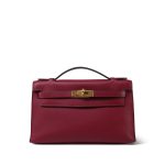 Kelly Pochette Rouge Grenat Swift Gold Plated X Stamp