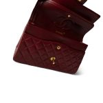 Burgundy / Wine Lambskin Quilted Classic Flap Medium Gold Hardware - Image 12