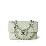 22C Light Green Caviar Quilted Classic Flap Small LGHW - Image 13