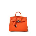 Birkin 25 Orange Minium Togo Palladium Plated B Stamp - Image 5