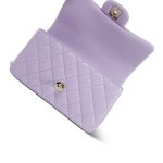 24P Violet/Light Purple Lambskin Quilted Mini Top Handle Light Gold Hardware - Image 9