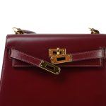 Mini Kelly 20 Rouge H Box Calfskin Gold Plated R Circle Stamp - Image 8