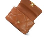 22A Caramel Lambskin Quilted 19 Flap Small Mixed Hardware - Image 11