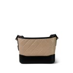Beige Black Aged Calfskin Quilted Gabrielle Hobo Bag Mixed Hardware - Image 4