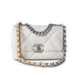 22S White Lambskin Quilted 19 Flap Small Mixed Hardware - Image 2